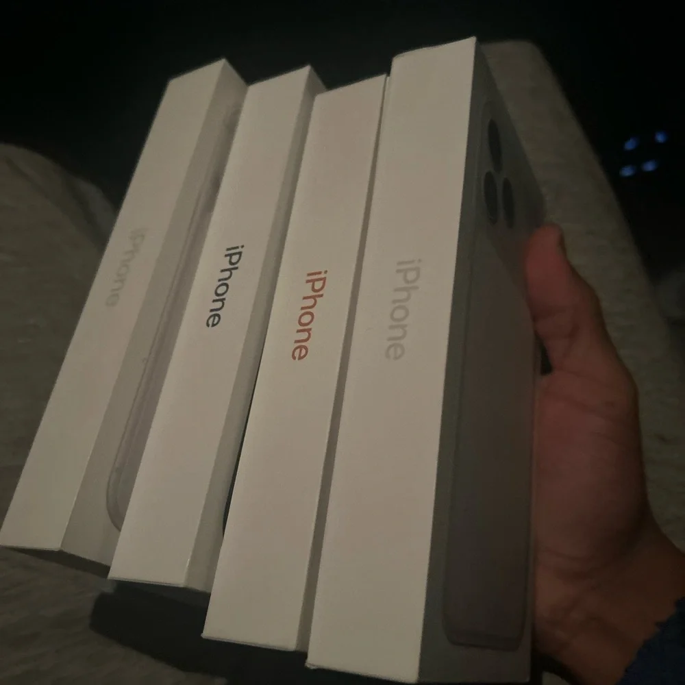 Apple iPhone Boxes in White, Blue, Orange
